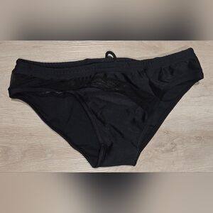 Black Men's Mesh Stripe Swimwear